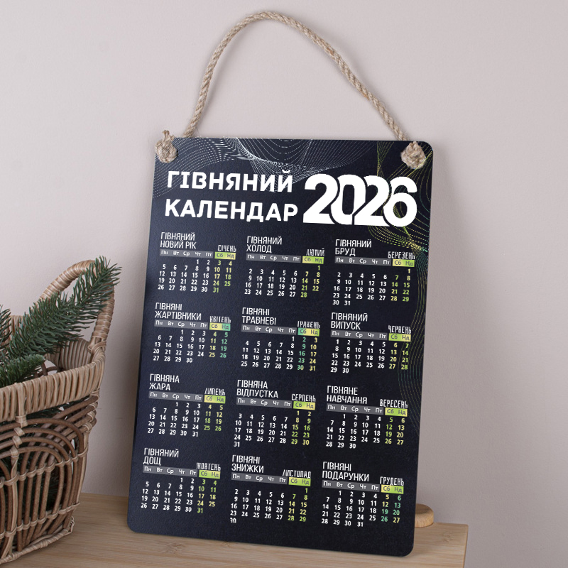 Деревянная табличка-постер 34х24см "Говняный календарь" 2026